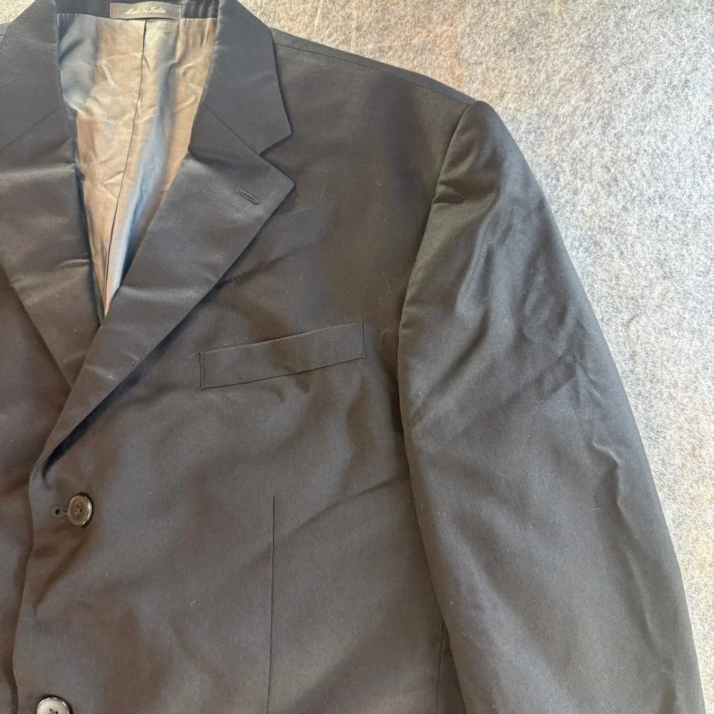 Oscar de la Renta Blazer 44R W38 Black 3-Button 100% WOOL Professional Suit Jack